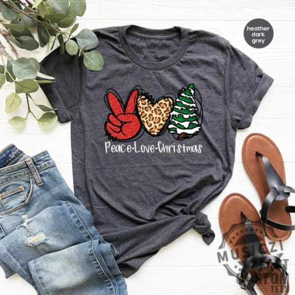 Peace Love Christmas T Shirt Merry Noel Shirt Women Christmas T shirt musiczi.com 3